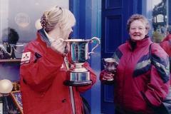 Would you call mine an "F" and yours a double "A" cup? - Kath Grindrod with one of the larger trophies