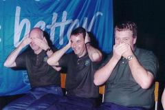 See, hear & speak no evil - Nigel Worswick, Clive Molyneux & Andrew Bateson during the prize giving in the Aros Hall