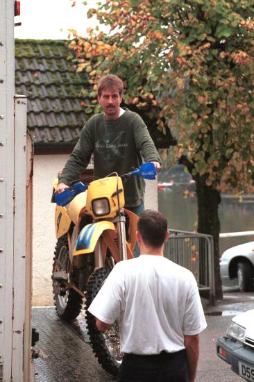 Equipment Manager, John Hargreaves, moving essential equipment
