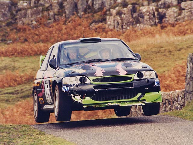 Ninth overall and Third in Class D - Mark Jasper and Alan Snell in their battered Ford Escort Cosworth on Saturday afternoon