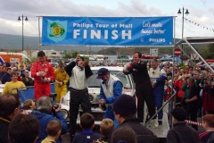 Celebrations outside macGochans at the finish - First Overall -